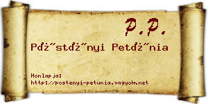 Pöstényi Petúnia névjegykártya